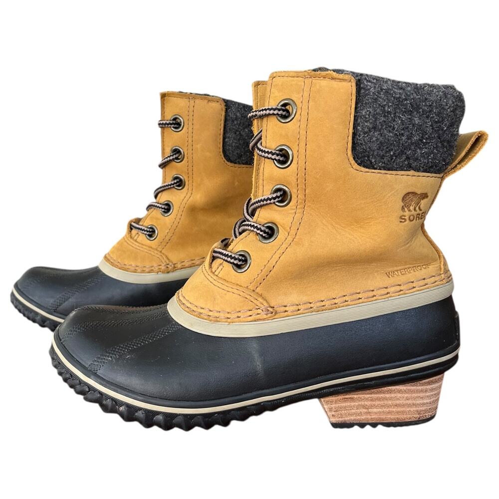 Sorel Slimpack II Lace Waterproof Winter Duck Boots Leather Women's 6